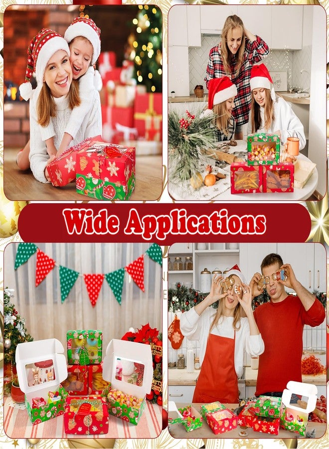 Chivertion 72 Set Christmas Cookie Boxes with Window 7"x4.7"x2.4" Christmas Cookie Tins Bakery Treat Box for Gift Giving Xmas Treat Container with Ribbon and Tag for Winter Xmas Party Supply (Cute) - Image 5